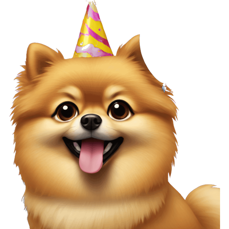 Pomeranian partying emoji