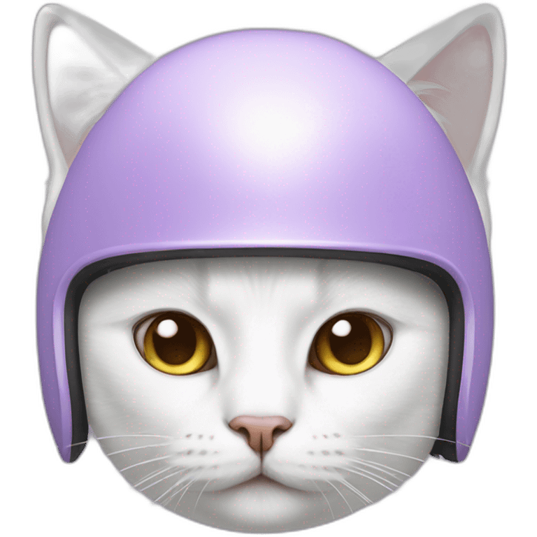 White cat in Lilac helmet emoji