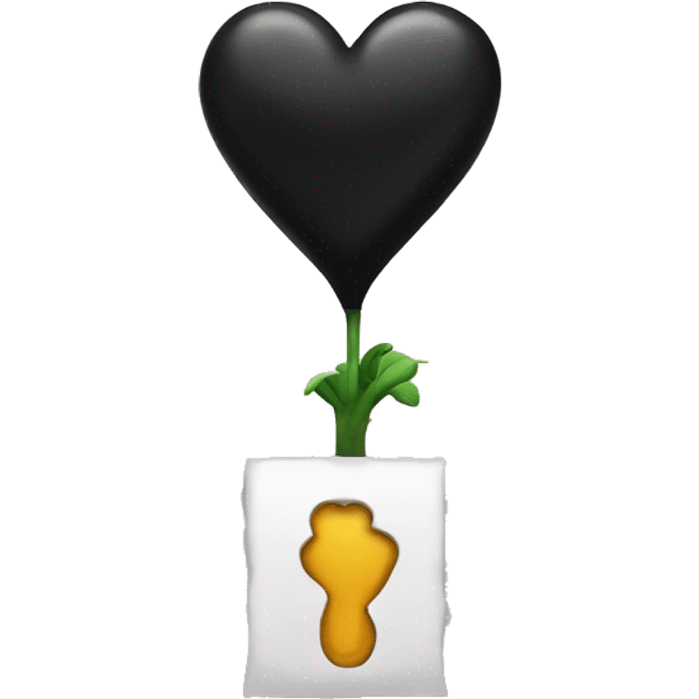 Corazón negro con una A elevada al cuadrado en el interior emoji