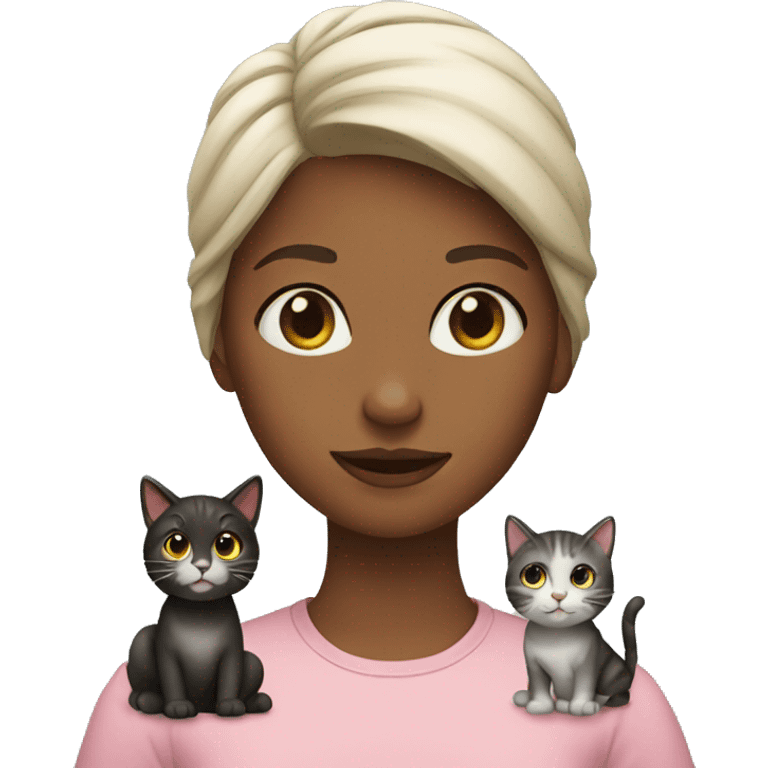 One girl and two cats emoji