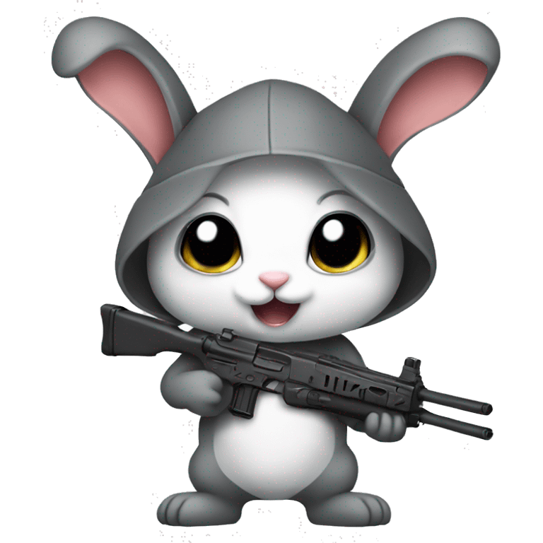 Cute bunny who hold a weapon  emoji