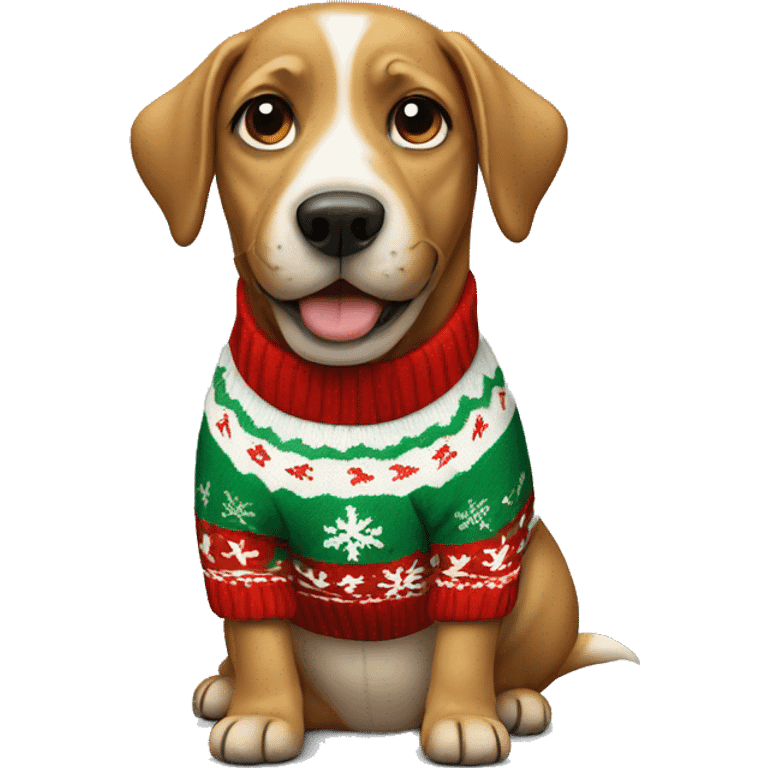 Dog wearing christmas sweater emoji