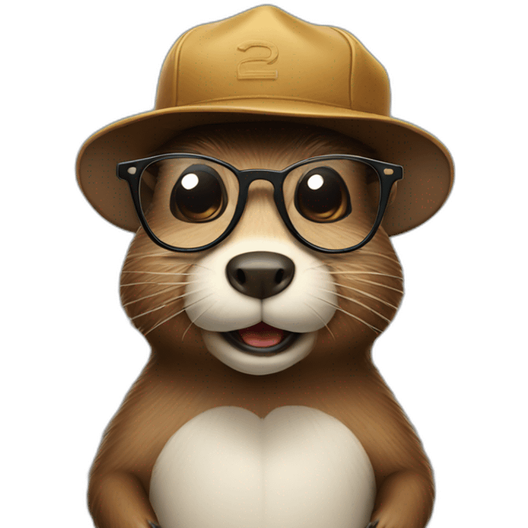 beaver with glasses in a cap with a propeller emoji