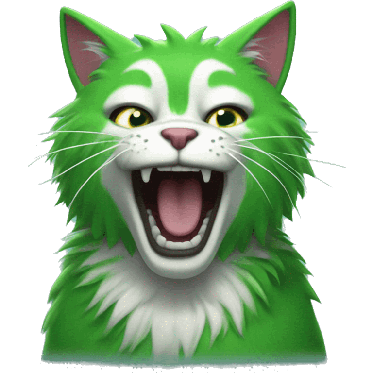 green furry anthro screaming cat emoji