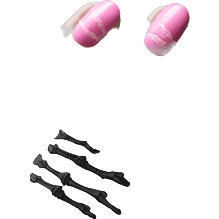 Skeleton hand 5 fingers with pink polish nails minimalistic  emoji