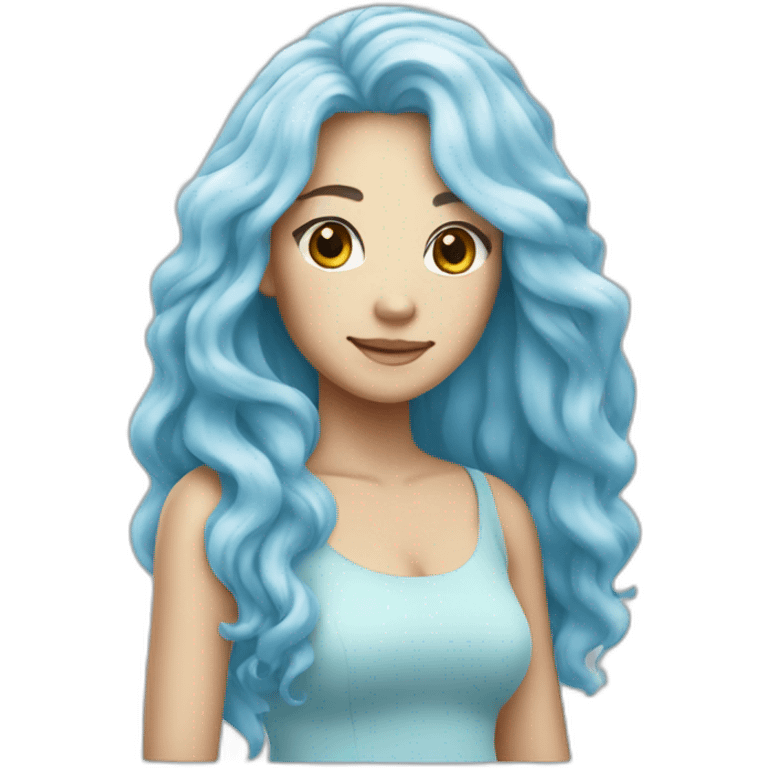 merlion woman light blue hair emoji