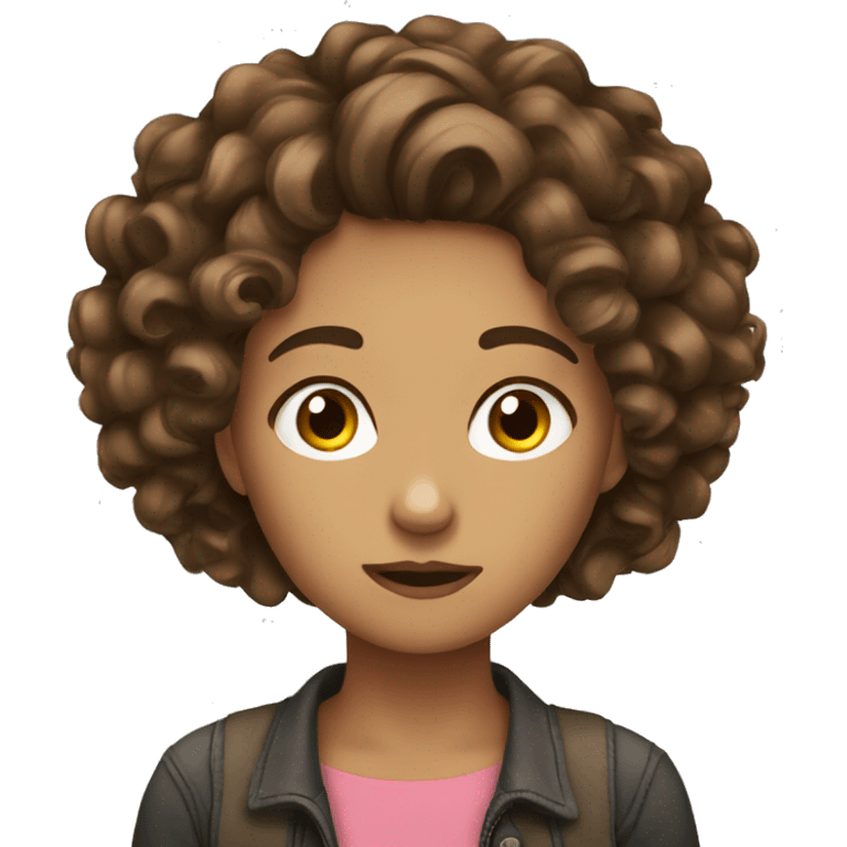 Girl bored hair brown curly  emoji