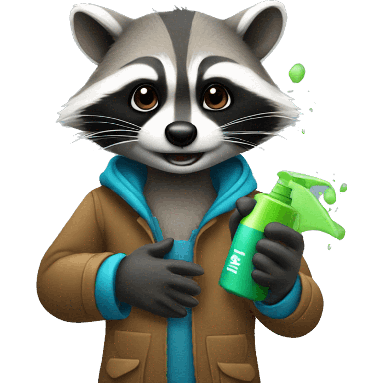 raccoon with spray in hands emoji