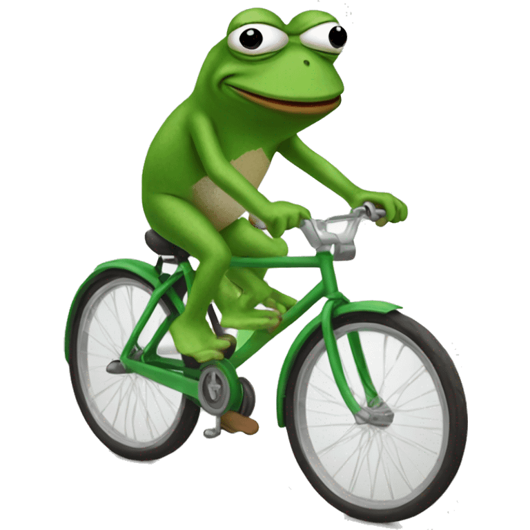 Pepe frog riding a bike emoji