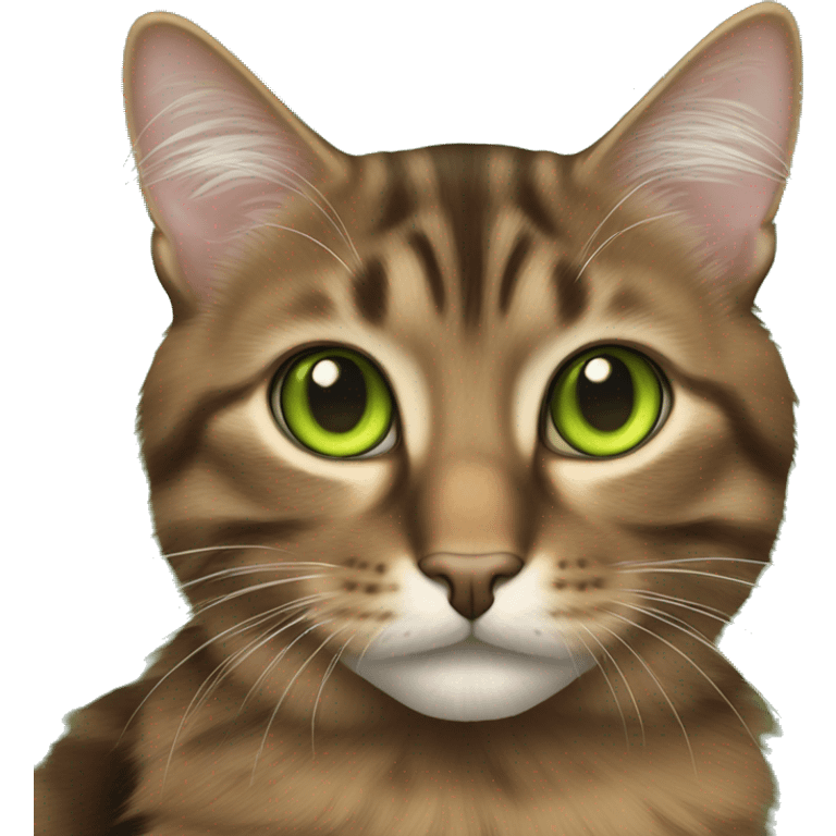 Brown Long haired tabby cat green eyes emoji