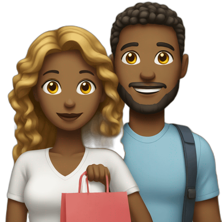 white couple shopping together emoji