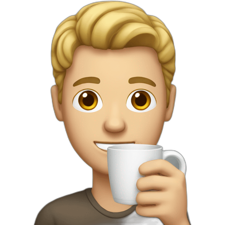 white guy holding glass coffee mug emoji