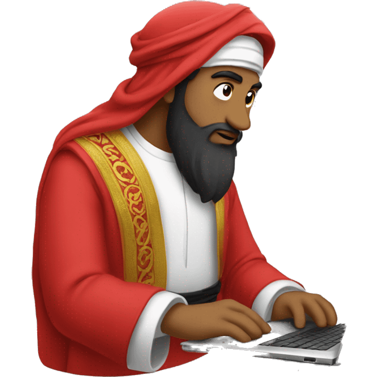 A caliph with red clothes writing in a laptop emoji