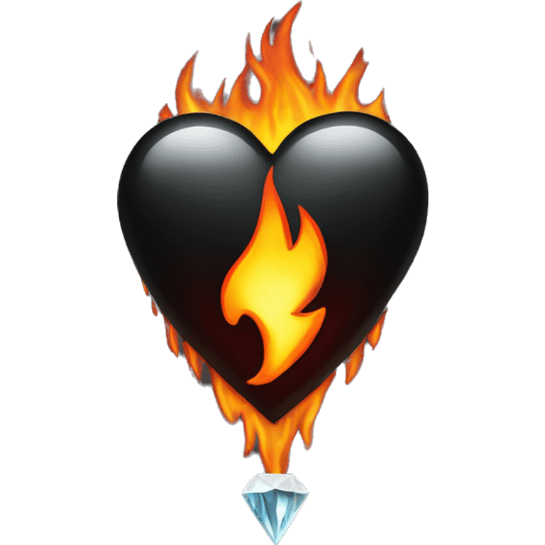 Black heart with diamond and fire emoji