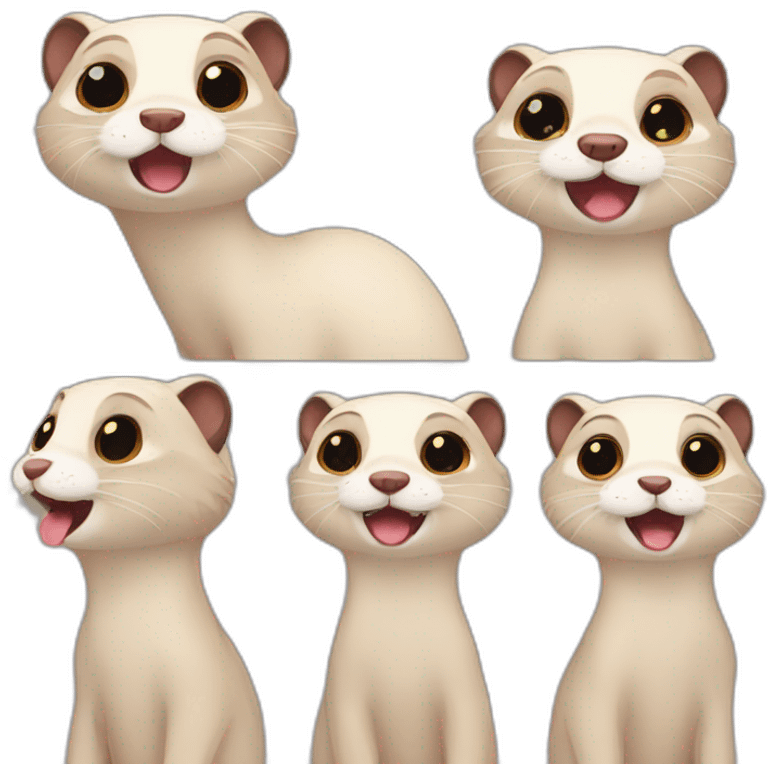 Ferrets with different emotions emoji