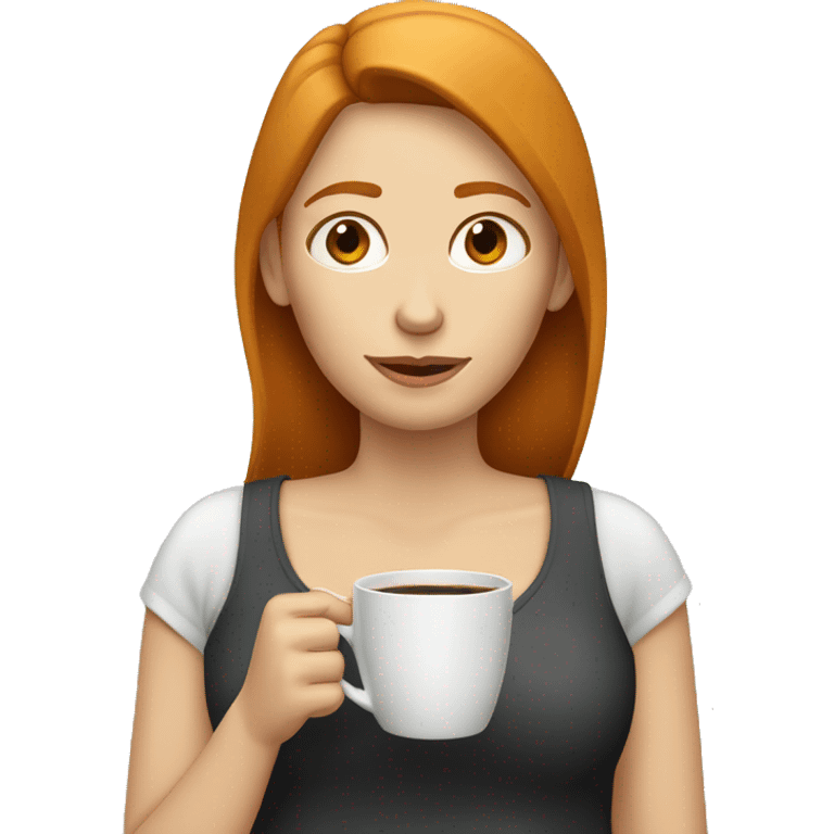 Ginger straight mildly hair woman drinking coffee  emoji