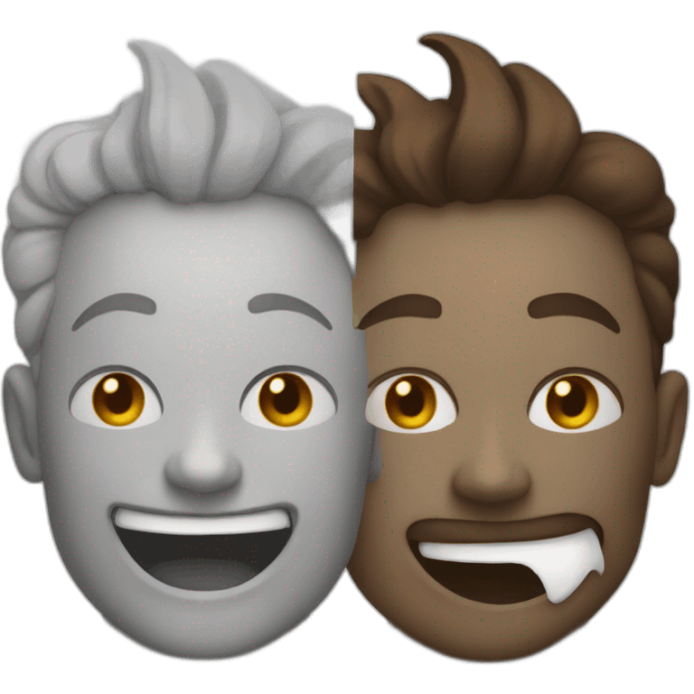 two opposite faces: one smiling and radiant to represent good, and the other with a somber expression to represent evil, with bright and dark colors to highlight the duality." emoji