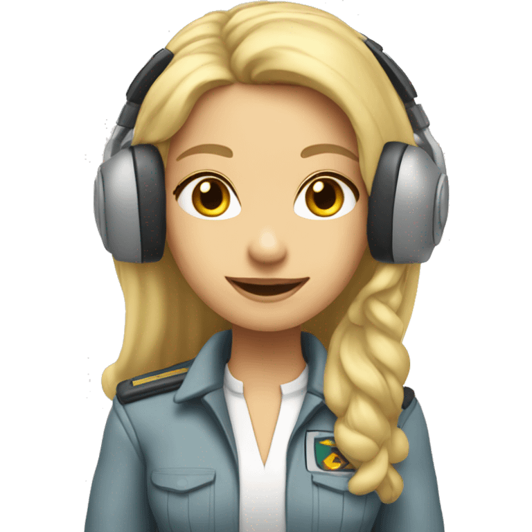 Blonde Pilot girl with headset and long hair  emoji