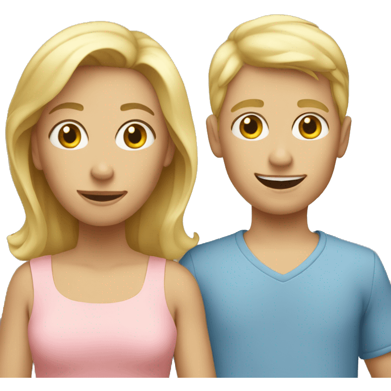 blond mother with one blond boys emoji