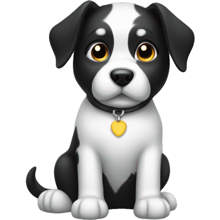 Black and white dog sitting down emoji