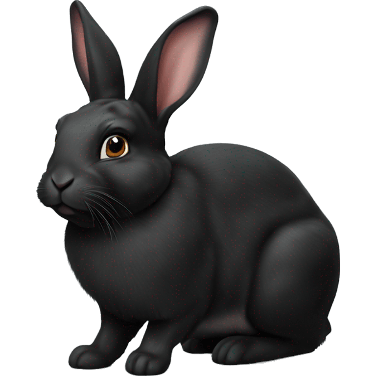 Realistic black bunny rabbit isolated  emoji