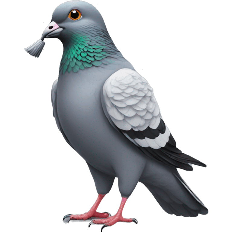 pigeon with brush in mouth emoji