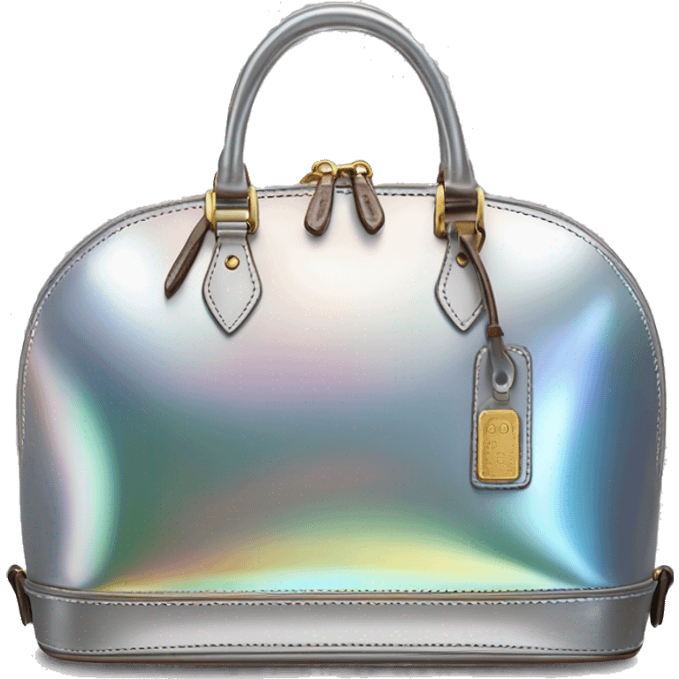 Realistic silver iridescent dome shaped Dooney and Bourke satchel purse isolated.  emoji