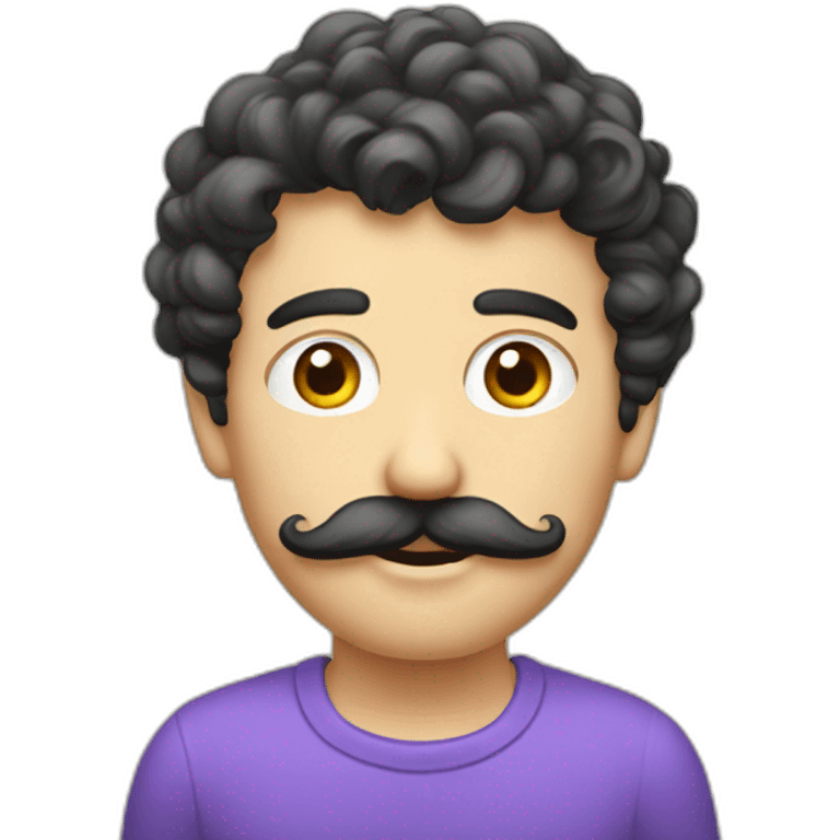 homme moustache cheuveux bouclé  emoji