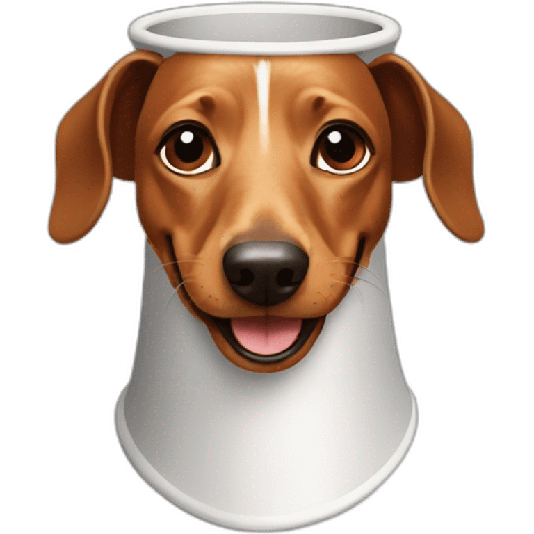 smiling dachshund with big Elizabethan collar emoji