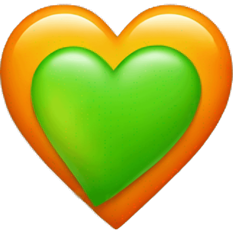 Half green and half orange heart emoji