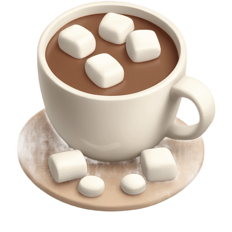 Light beige mug of hot chocolate with marshmallows  emoji