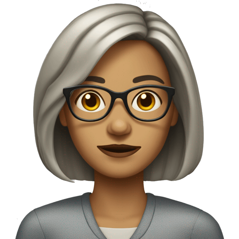 Lady with shoulde length hair and crooked glasses emoji