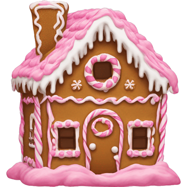 gingerbread house with pink frosting emoji