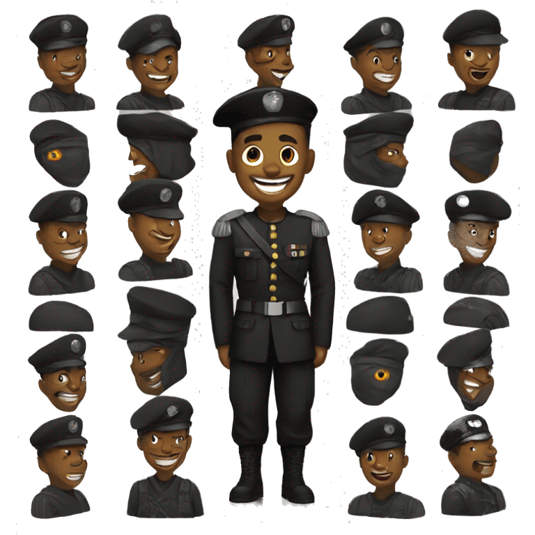 "soldier with black outfits and laugh" emoji