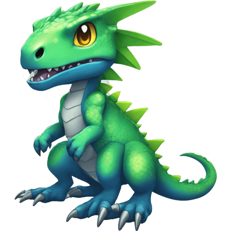  Cool Edgy Cute Shiny Colorful Digimon-Reptile full body emoji