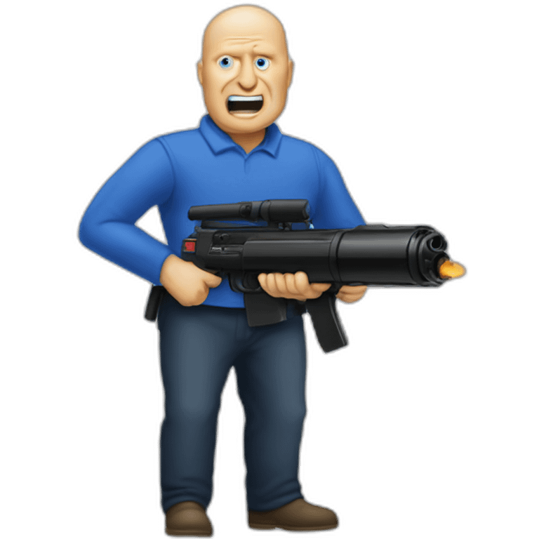 Steve Ballmer wielding a gatling gun emoji