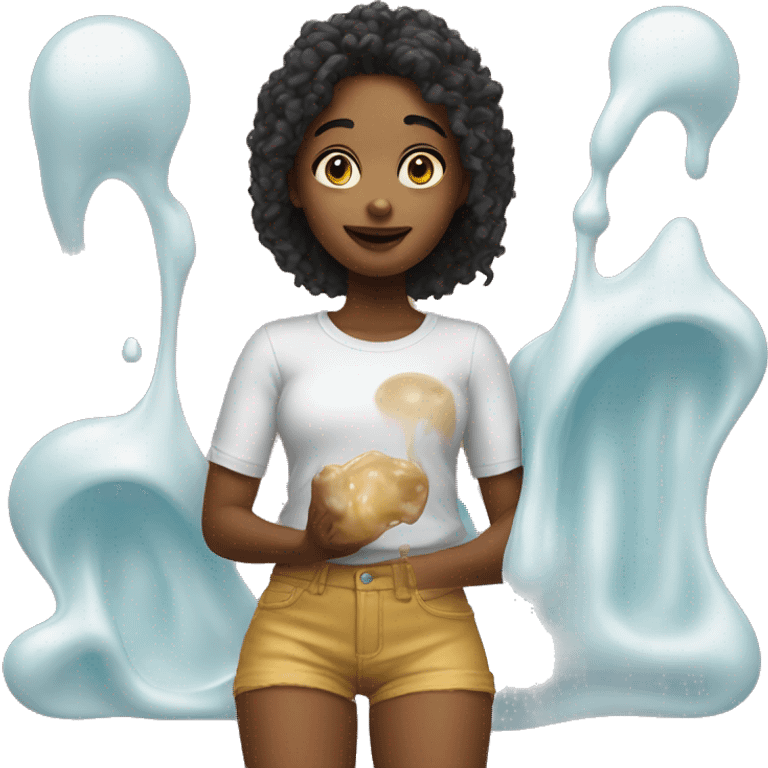 Realistic girl with goo emoji