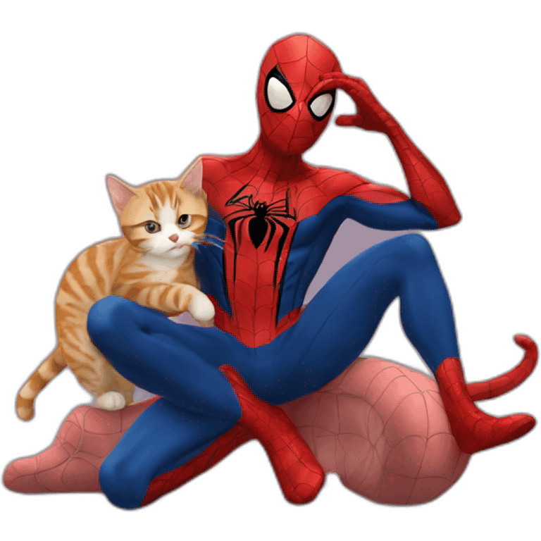 Spiderman with cat emoji