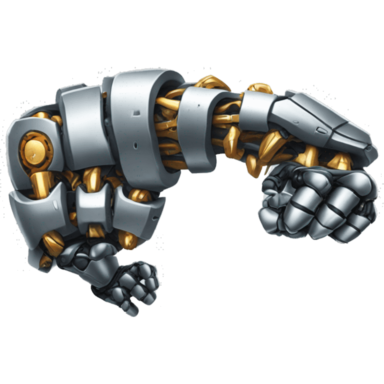 Cyborg arm only flexing bicep and shoulder with gears and shocks emoji