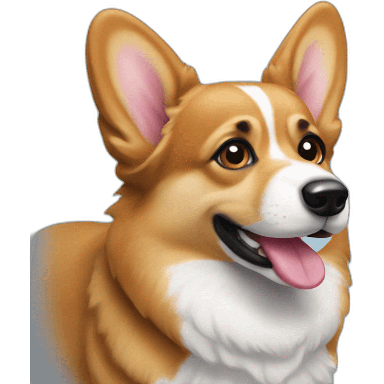 Corgi negro guiñando un ojo emoji