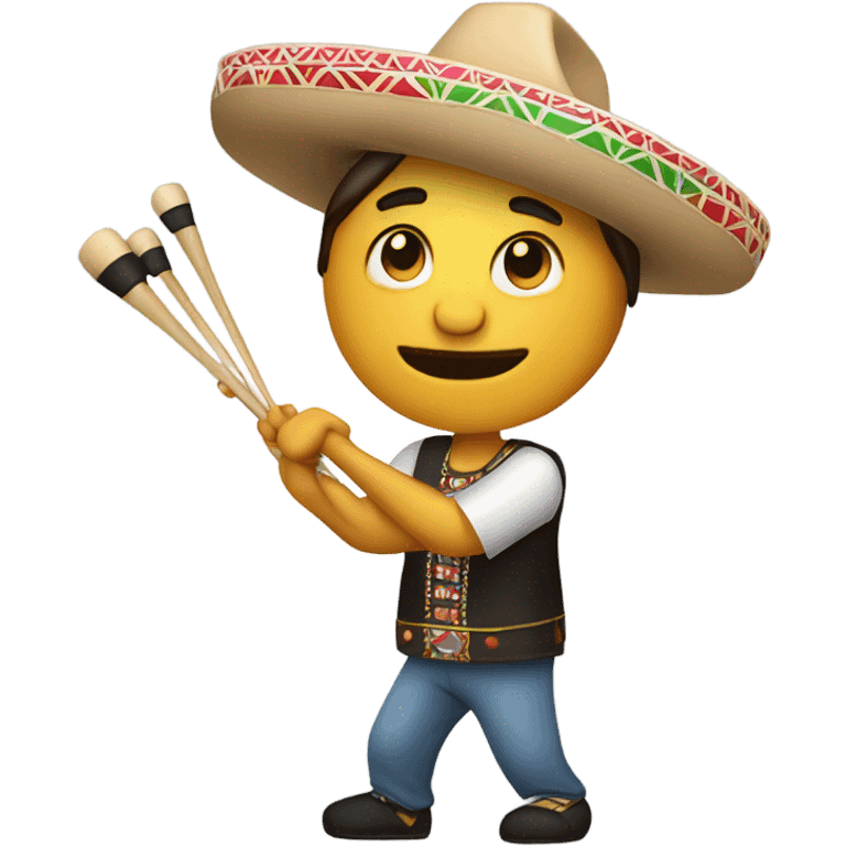 Draw a Mexican drummer lifting right hand with drum sticks emoji