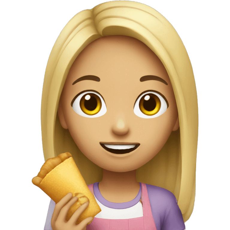 a girl eating emoji