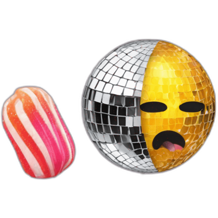 disco ball with hair eating a lolipop emoji