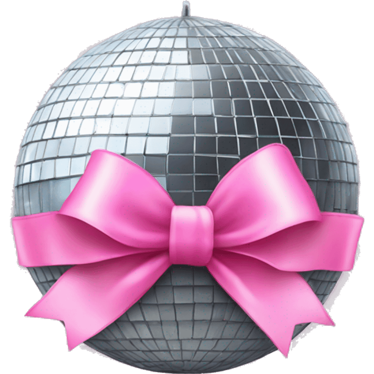 Disco ball with pink bow on top emoji