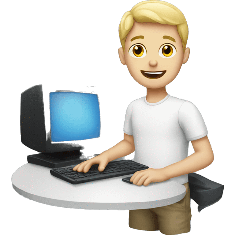 white boy with computer  emoji