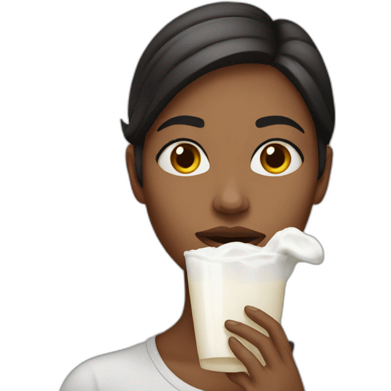 Woman with milk on her mouth emoji