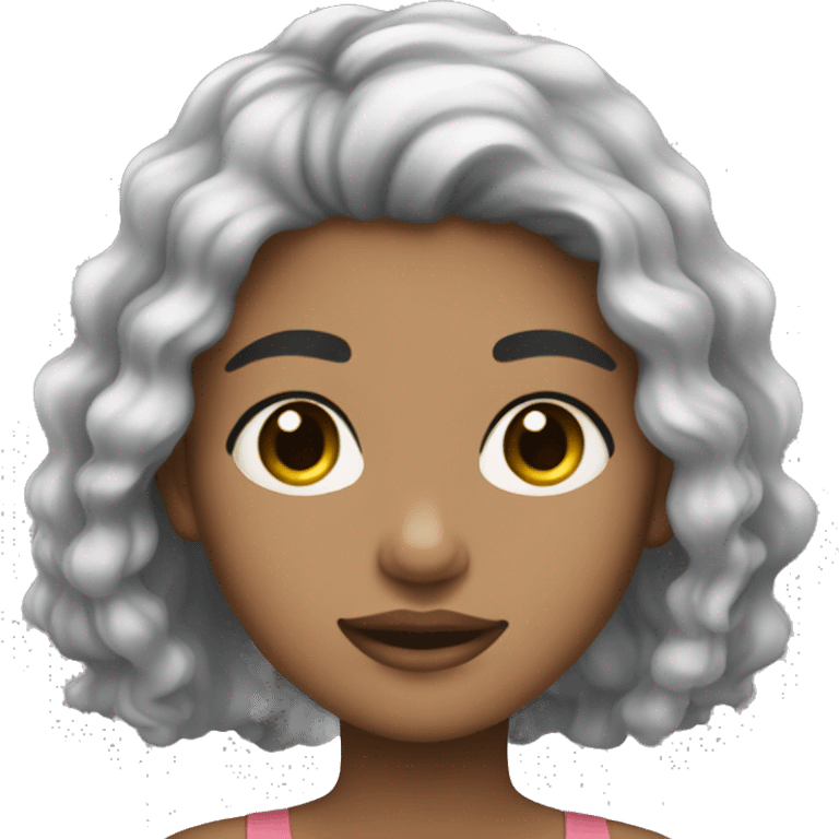 Girl with light skin and black hair slightly wavy who is doing skincare emoji