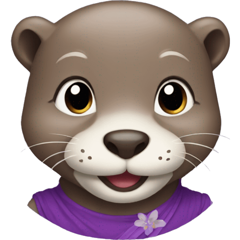 Smiling Otter with a purple dress emoji