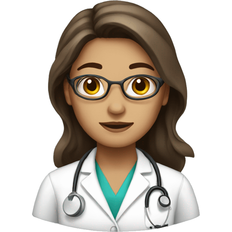 Female brown long hair Doctor emoji