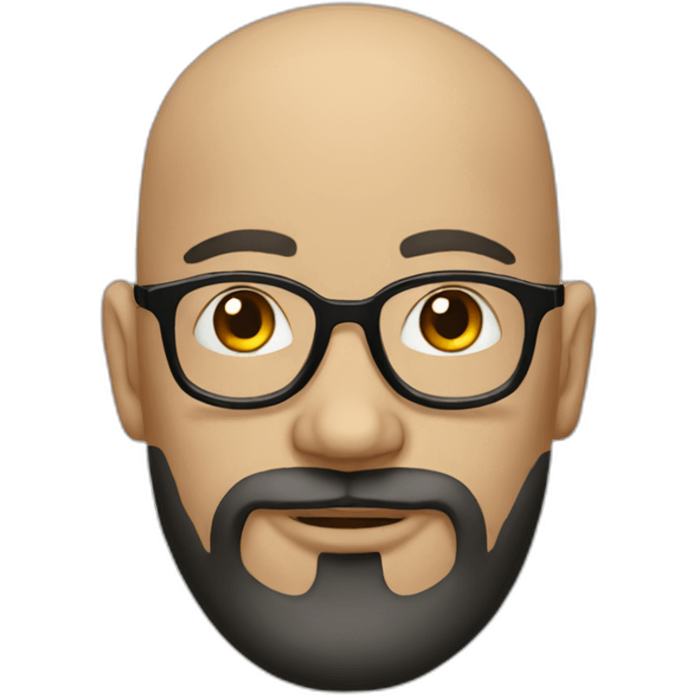 Tattooed bald man with beard and glasses emoji